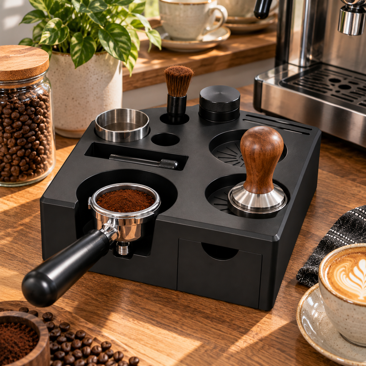 ☕ Espresso Tamping Station | Organized Coffee Bar Essential