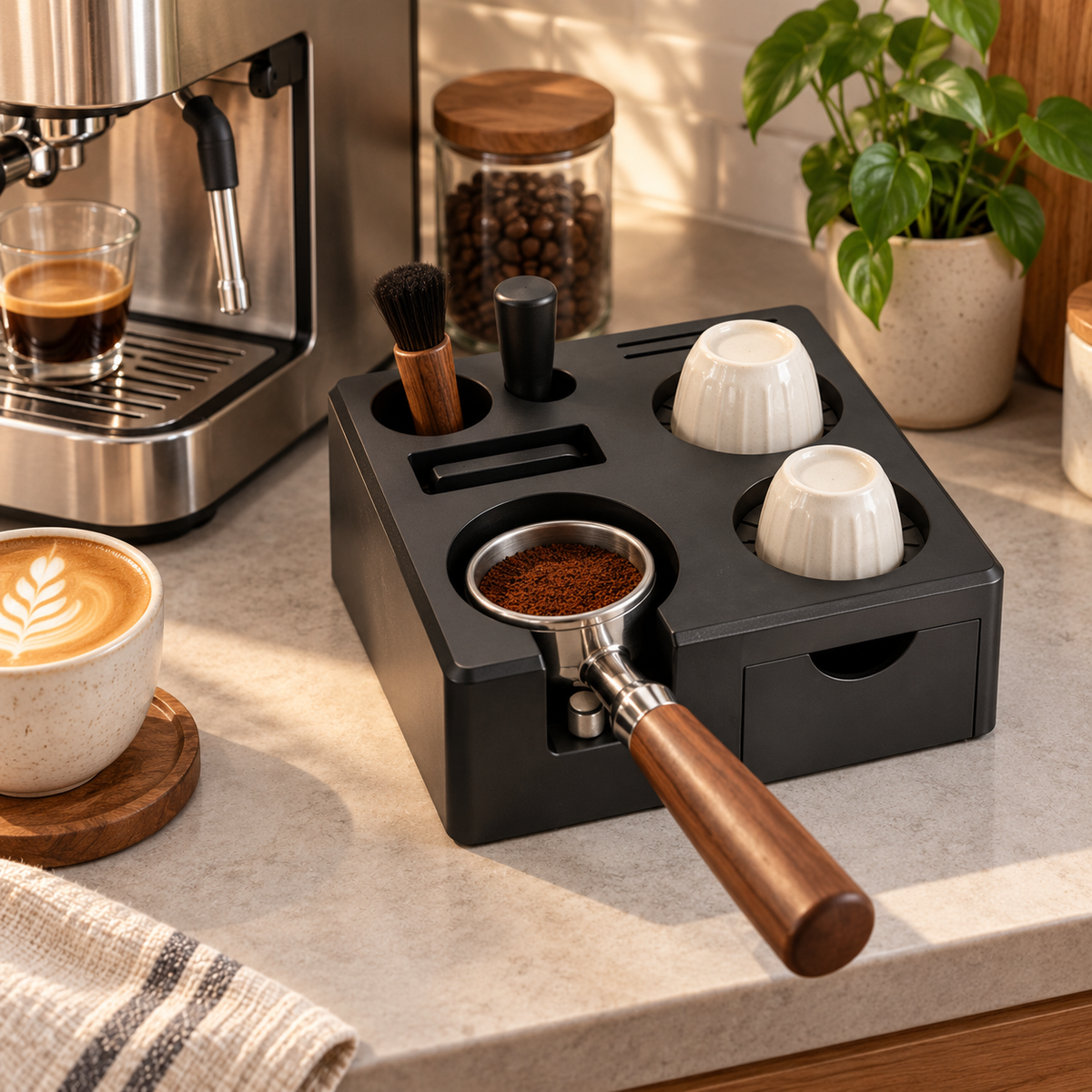 ☕ Espresso Tamping Station | Organized Coffee Bar Essential
