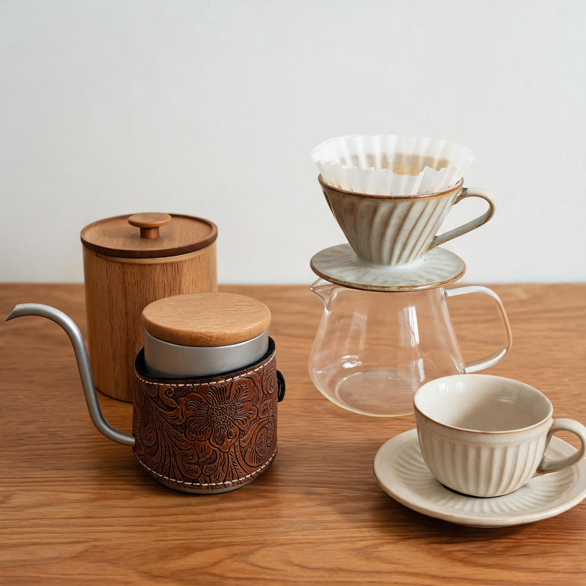 🫖 Coffee Kettle | Stainless Steel | Pour-Over | Baristas | Vintage Leather