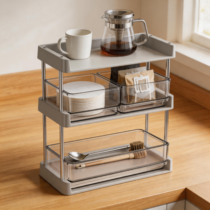 🗄️ Coffee Bar Rack | Clear Storage | Countertop | Coffee Lovers | Tiered Organization