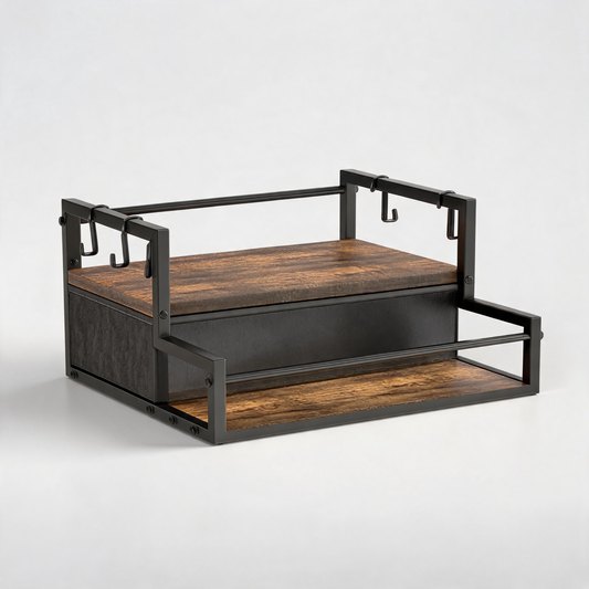 🪵 Coffee Bar Organizer | Metal & Wood | Countertop | Coffee Lovers | Tiered Storage