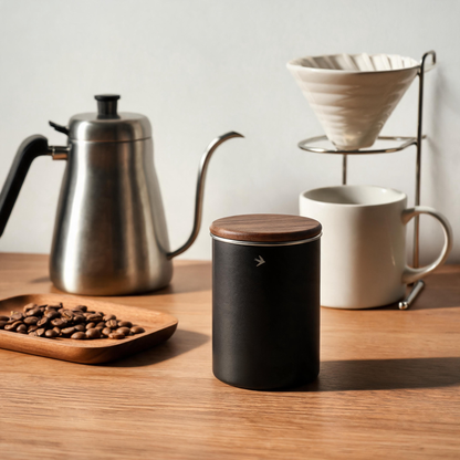 🌰 Coffee Bean Canister | Metal | Coffee Bar | Coffee Lovers | Wood Lid