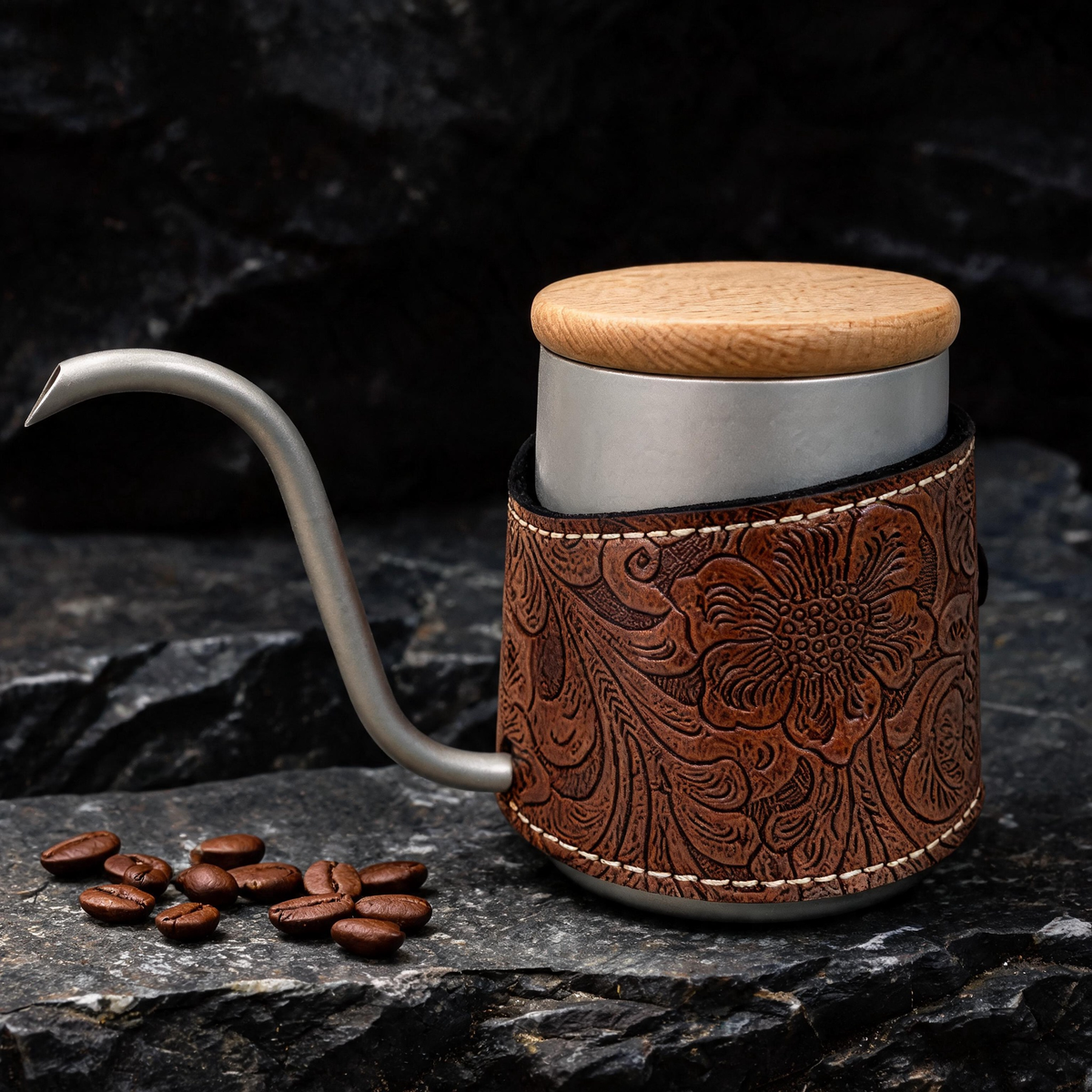 🫖 Coffee Kettle | Stainless Steel | Pour-Over | Baristas | Vintage Leather