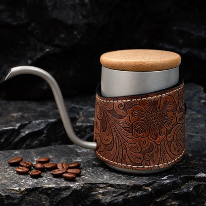 🫖 Coffee Kettle | Stainless Steel | Pour-Over | Baristas | Vintage Leather