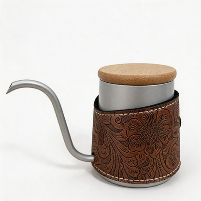 🫖 Coffee Kettle | Stainless Steel | Pour-Over | Baristas | Vintage Leather