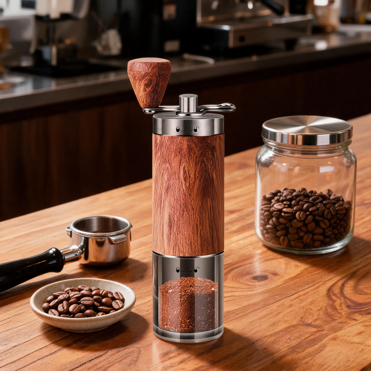☕ Manual Coffee Grinder | Wood Finish | Home Brewing | Coffee Lovers | Hand-Crank Freshness