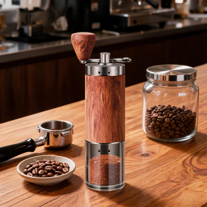 ☕ Manual Coffee Grinder | Wood Finish | Home Brewing | Coffee Lovers | Hand-Crank Freshness