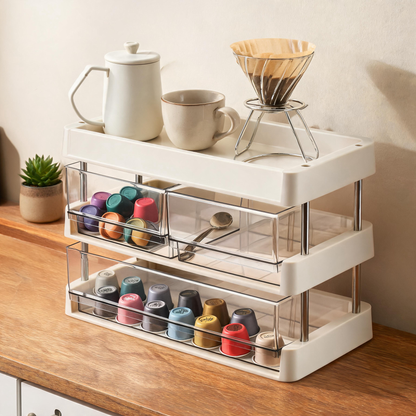 🧺 Coffee Bar Organizer | Acrylic | Countertop | Coffee Lovers | Clear Drawers