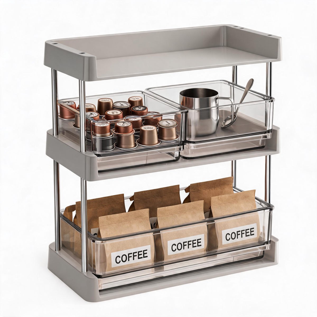 🗄️ Coffee Bar Rack | Clear Storage | Countertop | Coffee Lovers | Tiered Organization
