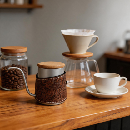 🫖 Coffee Kettle | Stainless Steel | Pour-Over | Baristas | Vintage Leather