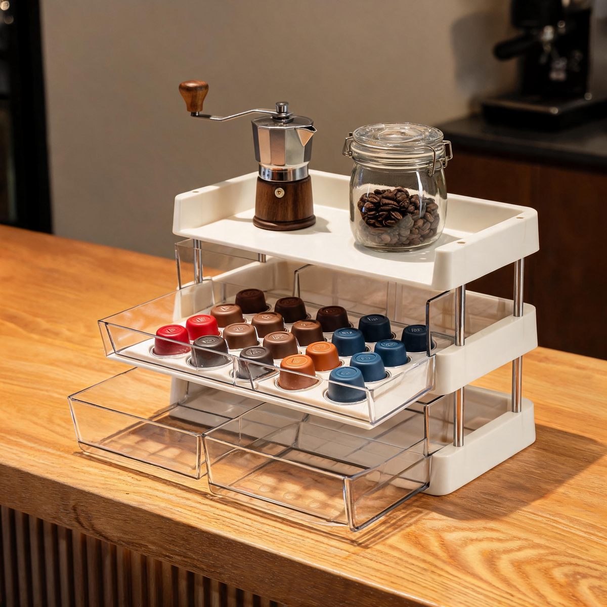 🧺 Coffee Bar Organizer | Acrylic | Countertop | Coffee Lovers | Clear Drawers