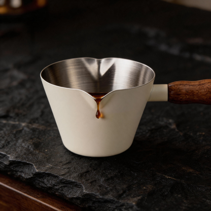 🌿 Espresso Cup | Stainless Steel | Coffee Bar | Baristas | Wood Handle