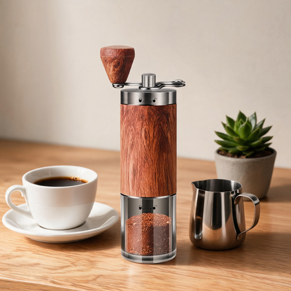 ☕ Manual Coffee Grinder | Wood Finish | Home Brewing | Coffee Lovers | Hand-Crank Freshness