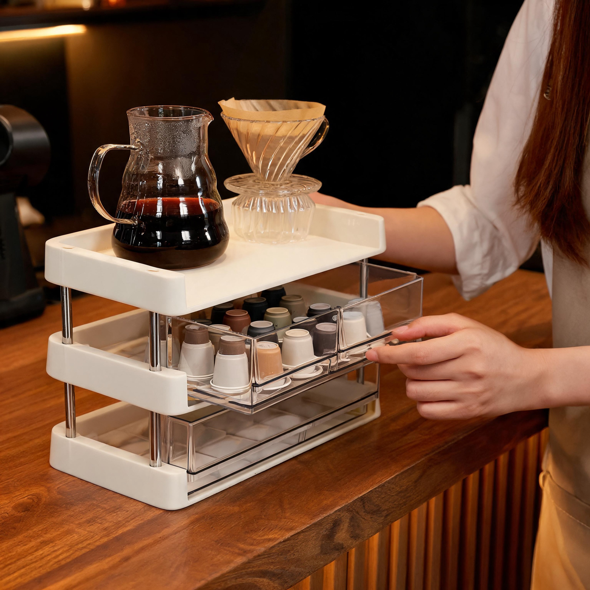 🧺 Coffee Bar Organizer | Acrylic | Countertop | Coffee Lovers | Clear Drawers