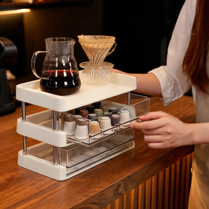 🧺 Coffee Bar Organizer | Acrylic | Countertop | Coffee Lovers | Clear Drawers