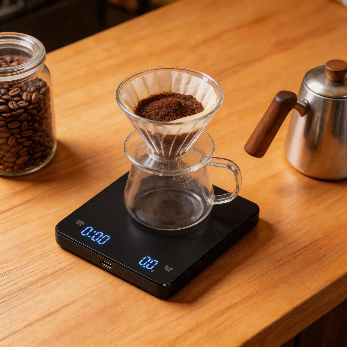 ⚖️ Coffee Scale | Glass Surface | Pour-Over | Coffee Lovers | Digital Timing
