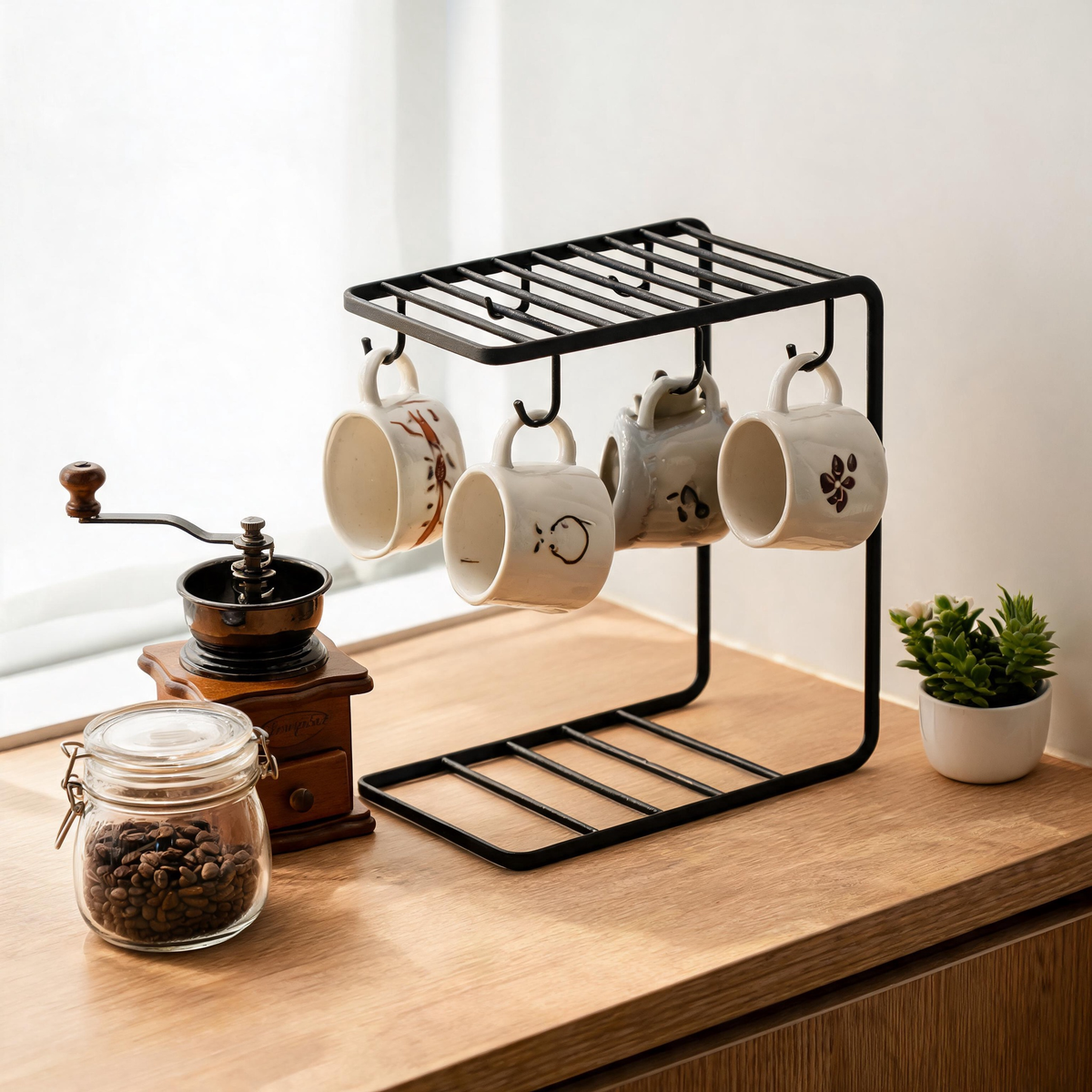 🪝 Mug Rack | Metal | Coffee Bar | Coffee Lovers | Hanging Storage