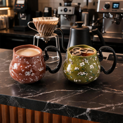 🌼 Floral Mug Set | Ceramic | Home Café | Couples | Vintage Charm