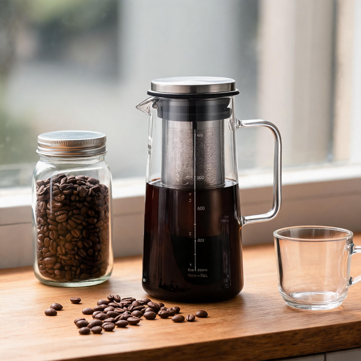 🧊 Cold Brew Pitcher | Glass | Home Café | Coffee Lovers | Fine-Mesh Filter
