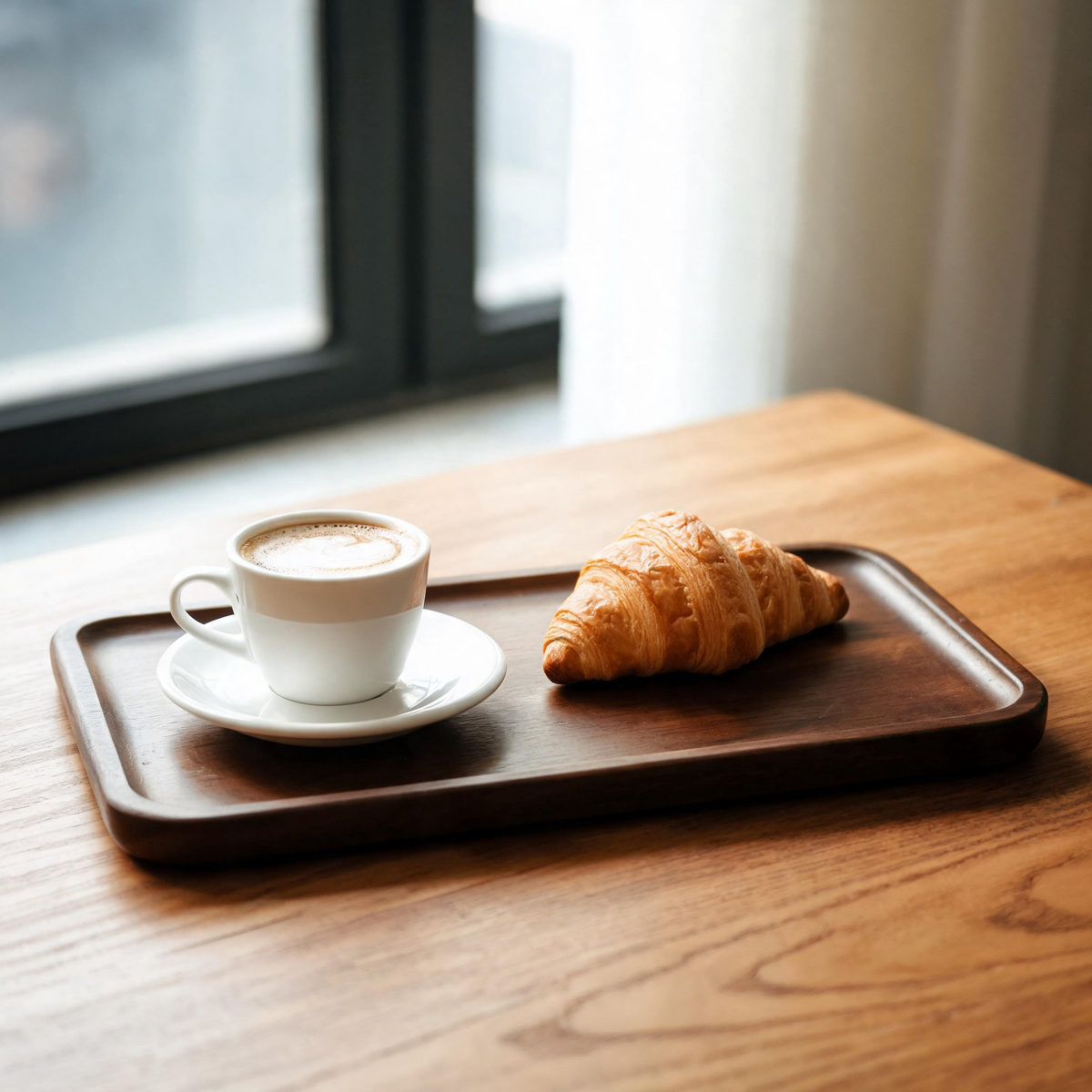 🍂 Coffee Serving Tray | Solid Wood | Home Café | Coffee Lovers | Dark Walnut Look