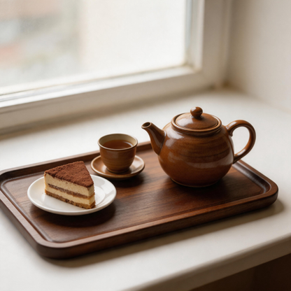 🍂 Coffee Serving Tray | Solid Wood | Home Café | Coffee Lovers | Dark Walnut Look