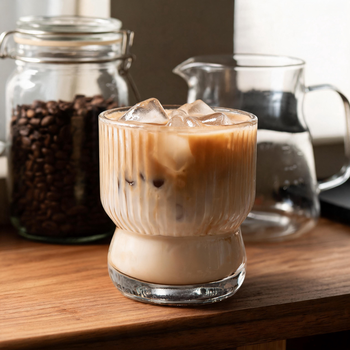 ✨ Coffee Cup Set | Ribbed Glass | Home Café | Coffee Lovers | Sculpted Base