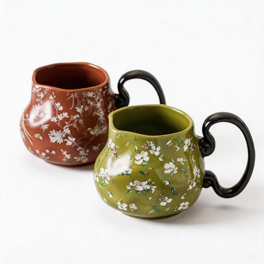 🌼 Floral Mug Set | Ceramic | Home Café | Couples | Vintage Charm
