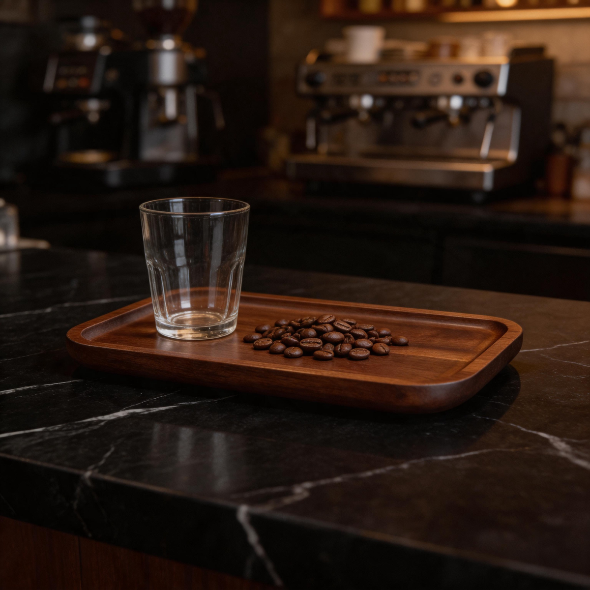 🍂 Coffee Serving Tray | Solid Wood | Home Café | Coffee Lovers | Dark Walnut Look