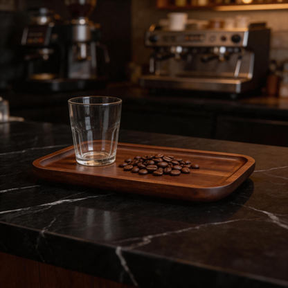 🍂 Coffee Serving Tray | Solid Wood | Home Café | Coffee Lovers | Dark Walnut Look