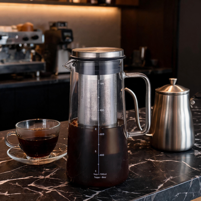 🧊 Cold Brew Pitcher | Glass | Home Café | Coffee Lovers | Fine-Mesh Filter