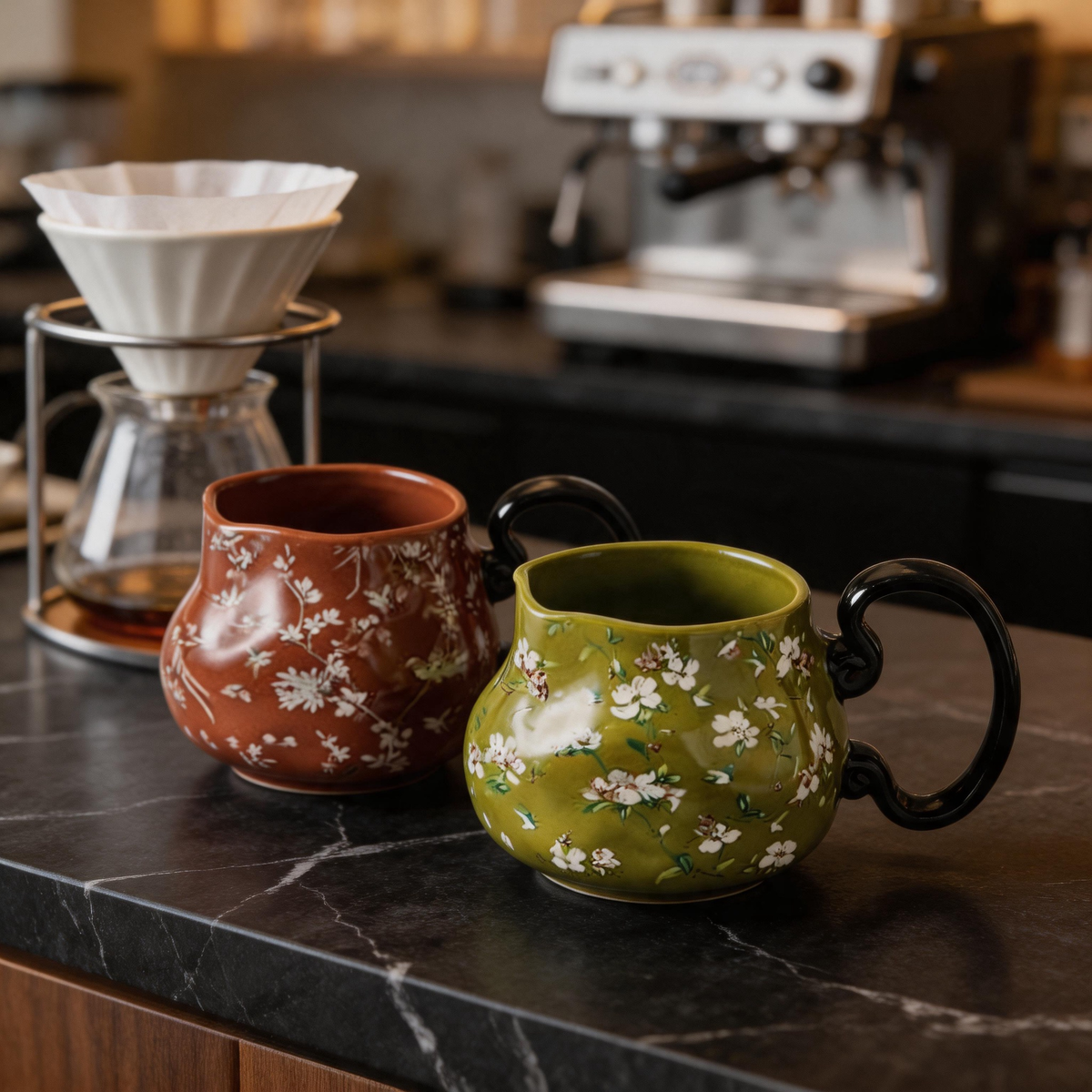 🌼 Floral Mug Set | Ceramic | Home Café | Couples | Vintage Charm
