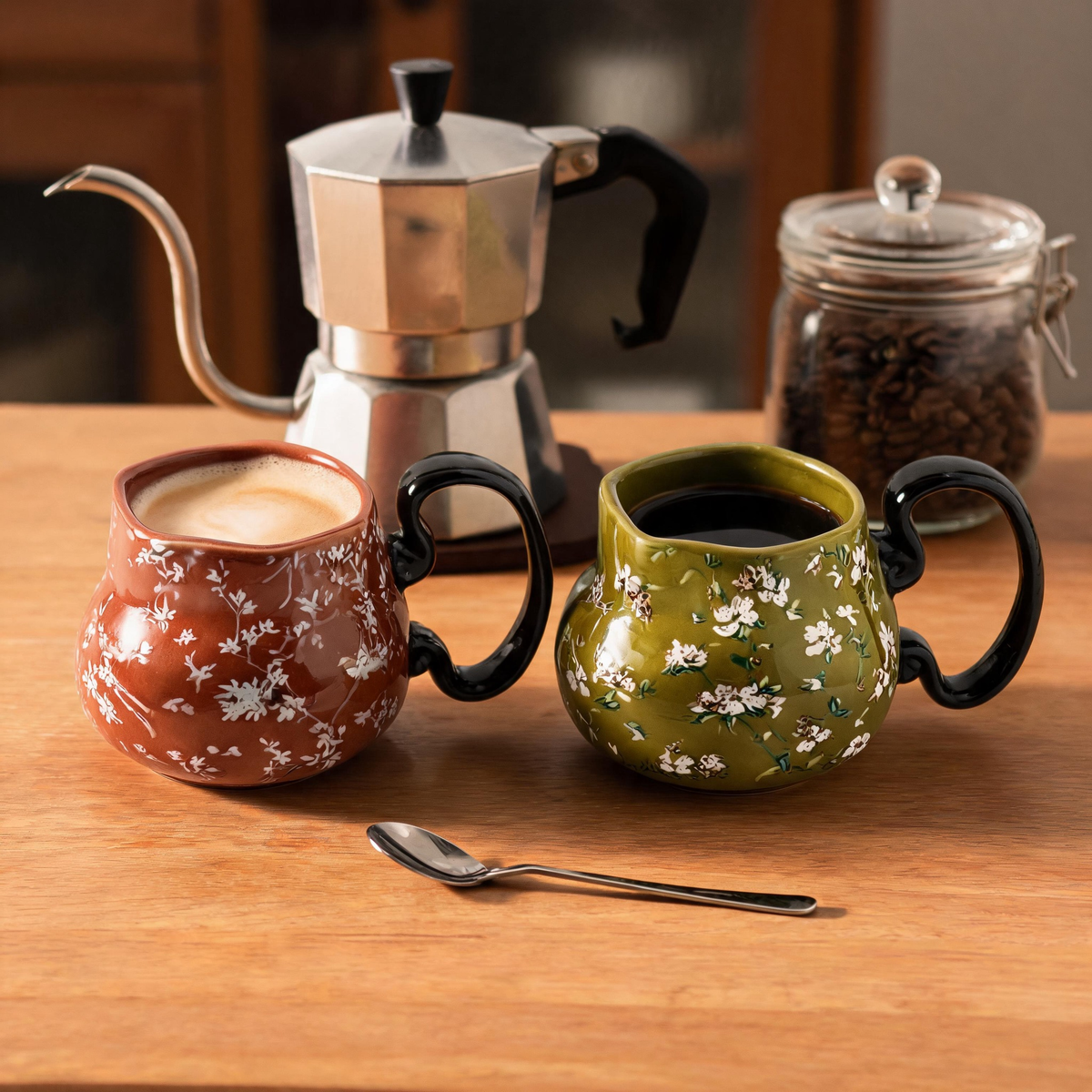 🌼 Floral Mug Set | Ceramic | Home Café | Couples | Vintage Charm
