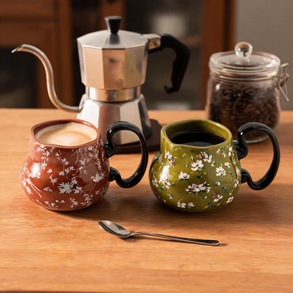 🌼 Floral Mug Set | Ceramic | Home Café | Couples | Vintage Charm