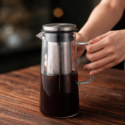 🧊 Cold Brew Pitcher | Glass | Home Café | Coffee Lovers | Fine-Mesh Filter