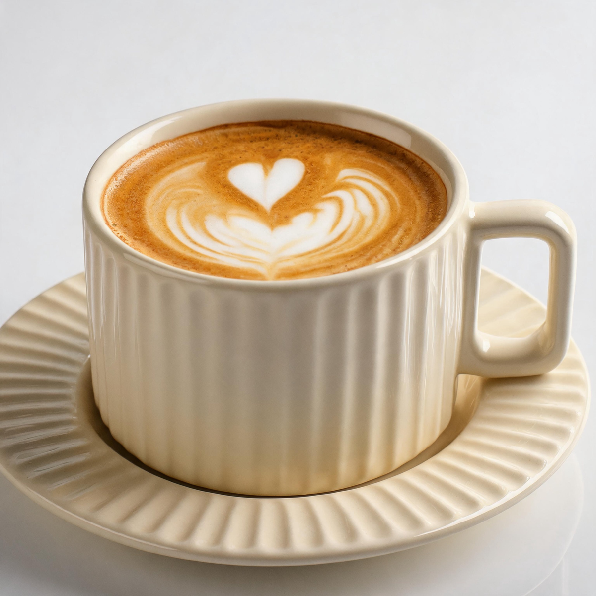 🤍 Coffee Cup Set | Ceramic | Home Café | Coffee Lovers | Ribbed Elegance