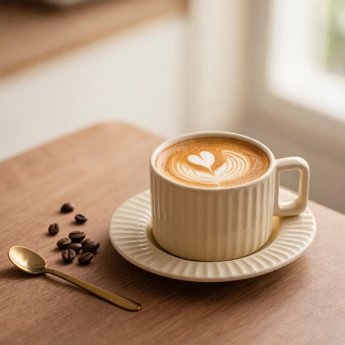 🤍 Coffee Cup Set | Ceramic | Home Café | Coffee Lovers | Ribbed Elegance