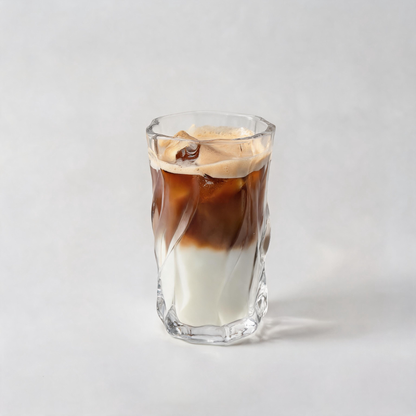 💎 Glass Coffee Cup | Clear Glass | Home Café | Coffee Lovers | Twisted Texture